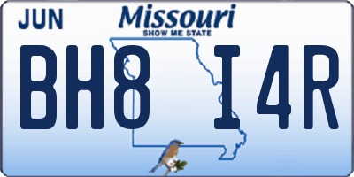 MO license plate BH8I4R