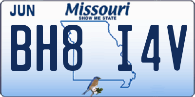 MO license plate BH8I4V