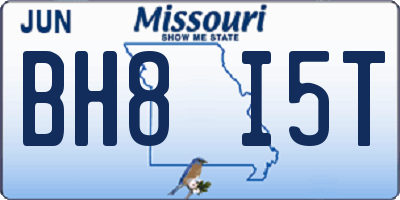 MO license plate BH8I5T