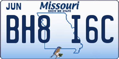 MO license plate BH8I6C