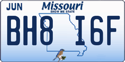 MO license plate BH8I6F