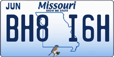 MO license plate BH8I6H