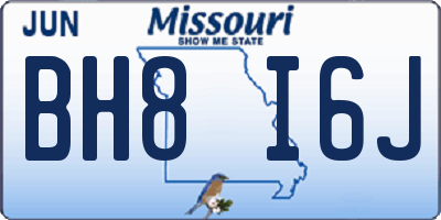 MO license plate BH8I6J