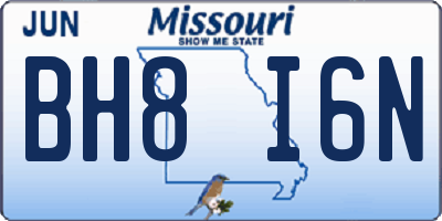 MO license plate BH8I6N