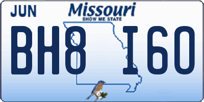 MO license plate BH8I6O