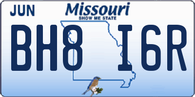 MO license plate BH8I6R