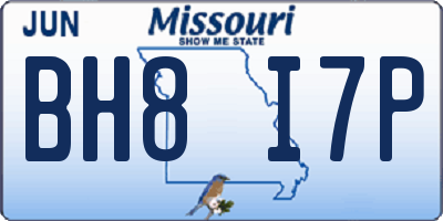 MO license plate BH8I7P