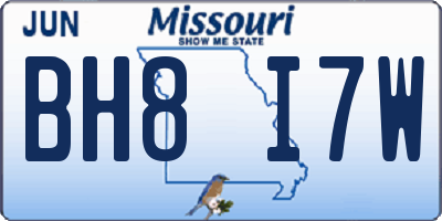 MO license plate BH8I7W