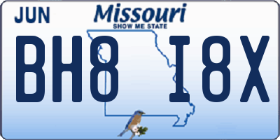 MO license plate BH8I8X