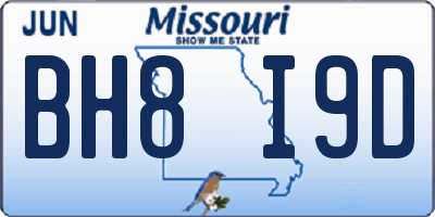 MO license plate BH8I9D