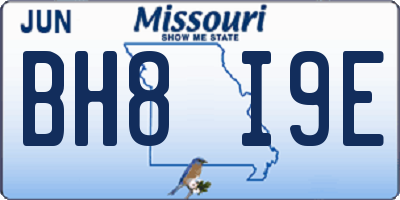 MO license plate BH8I9E