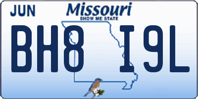 MO license plate BH8I9L
