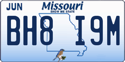 MO license plate BH8I9M