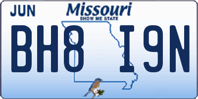MO license plate BH8I9N