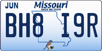 MO license plate BH8I9R