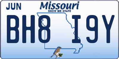 MO license plate BH8I9Y