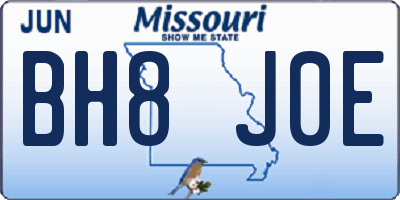 MO license plate BH8J0E