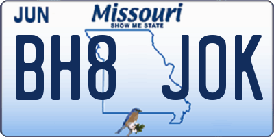 MO license plate BH8J0K