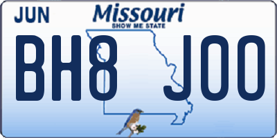 MO license plate BH8J0O