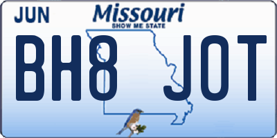 MO license plate BH8J0T