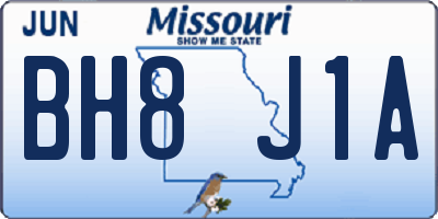 MO license plate BH8J1A