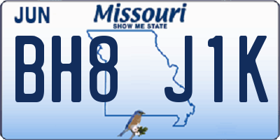 MO license plate BH8J1K