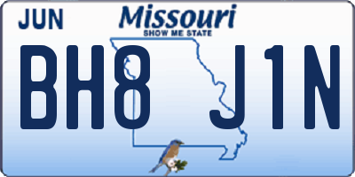 MO license plate BH8J1N