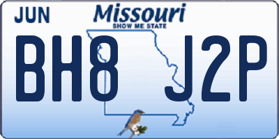 MO license plate BH8J2P