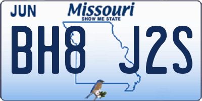 MO license plate BH8J2S