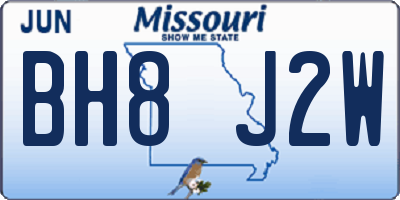 MO license plate BH8J2W
