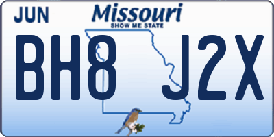 MO license plate BH8J2X