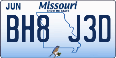 MO license plate BH8J3D