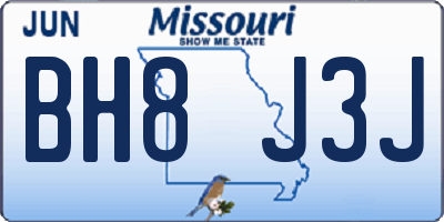 MO license plate BH8J3J