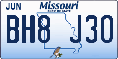 MO license plate BH8J3O