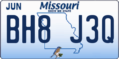 MO license plate BH8J3Q