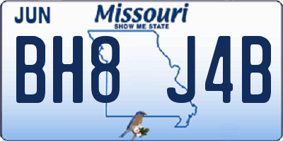 MO license plate BH8J4B