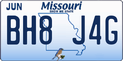 MO license plate BH8J4G