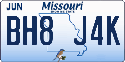 MO license plate BH8J4K