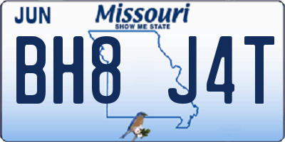 MO license plate BH8J4T