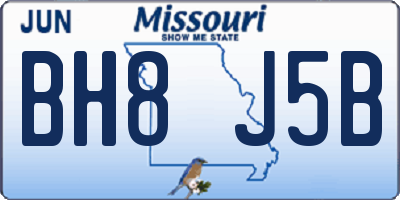 MO license plate BH8J5B