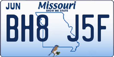 MO license plate BH8J5F
