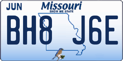 MO license plate BH8J6E