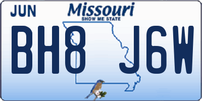 MO license plate BH8J6W