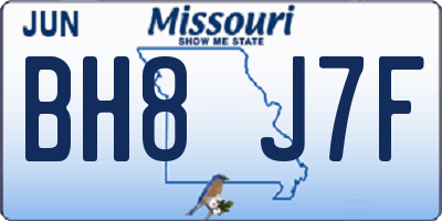 MO license plate BH8J7F