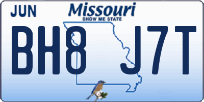 MO license plate BH8J7T