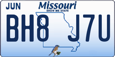 MO license plate BH8J7U