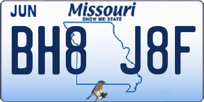 MO license plate BH8J8F