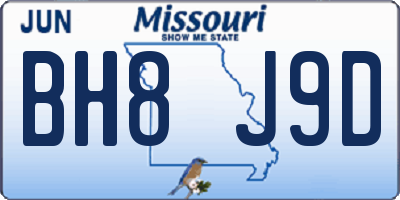 MO license plate BH8J9D