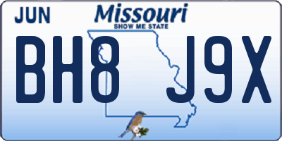 MO license plate BH8J9X