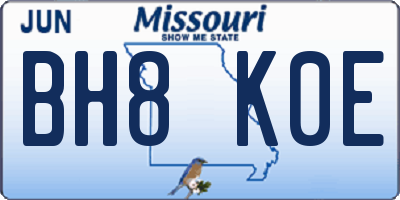 MO license plate BH8K0E